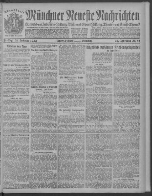 Münchner neueste Nachrichten Freitag 24. Februar 1922