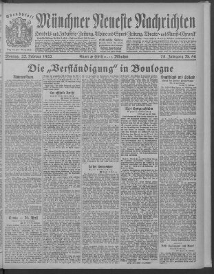 Münchner neueste Nachrichten Montag 27. Februar 1922