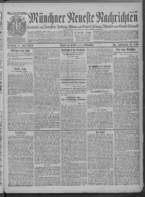 Münchner neueste Nachrichten Freitag 6. Juli 1923