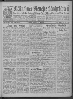 Münchner neueste Nachrichten Donnerstag 12. Juli 1923