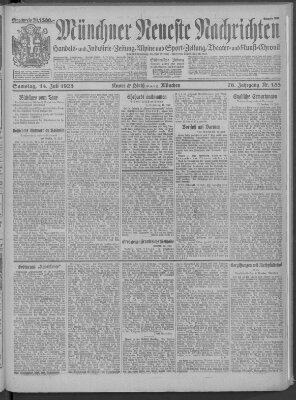 Münchner neueste Nachrichten Samstag 14. Juli 1923