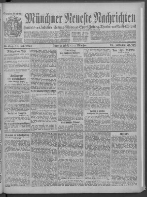 Münchner neueste Nachrichten Montag 16. Juli 1923