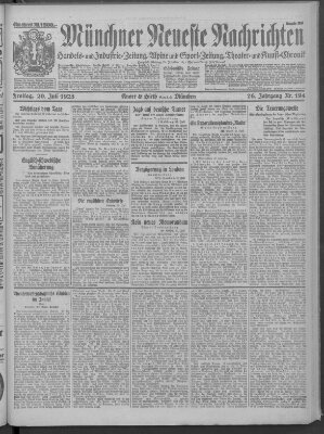 Münchner neueste Nachrichten Freitag 20. Juli 1923