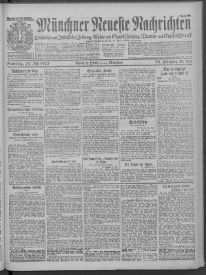 Münchner neueste Nachrichten Samstag 21. Juli 1923