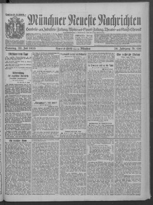 Münchner neueste Nachrichten Sonntag 22. Juli 1923