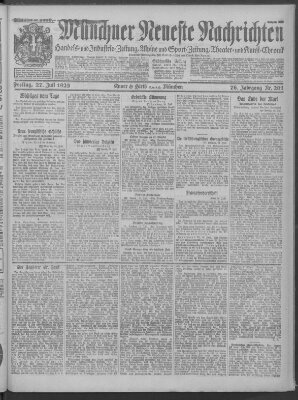 Münchner neueste Nachrichten Freitag 27. Juli 1923