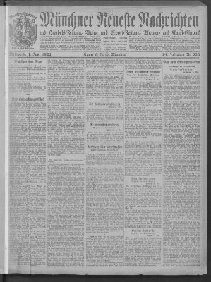 Münchner neueste Nachrichten Mittwoch 1. Juni 1921