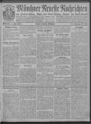 Münchner neueste Nachrichten Mittwoch 1. Juni 1921