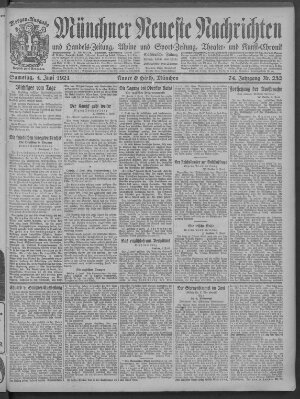 Münchner neueste Nachrichten Samstag 4. Juni 1921