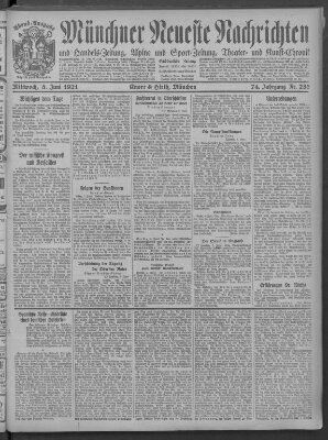 Münchner neueste Nachrichten Mittwoch 8. Juni 1921