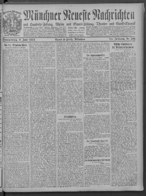 Münchner neueste Nachrichten Donnerstag 9. Juni 1921