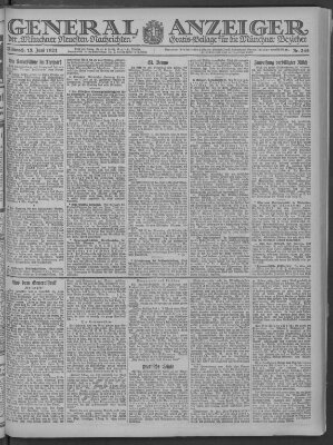 Münchner neueste Nachrichten Mittwoch 15. Juni 1921