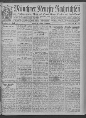 Münchner neueste Nachrichten Dienstag 21. Juni 1921