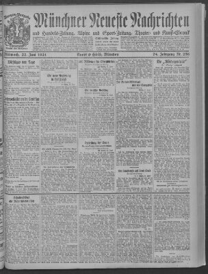 Münchner neueste Nachrichten Mittwoch 22. Juni 1921