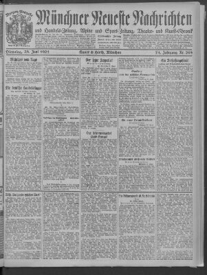 Münchner neueste Nachrichten Dienstag 28. Juni 1921