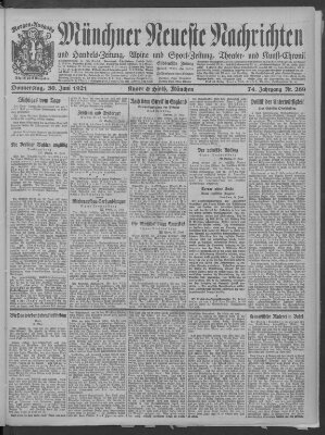 Münchner neueste Nachrichten Donnerstag 30. Juni 1921