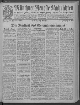 Münchner neueste Nachrichten Dienstag 13. September 1921