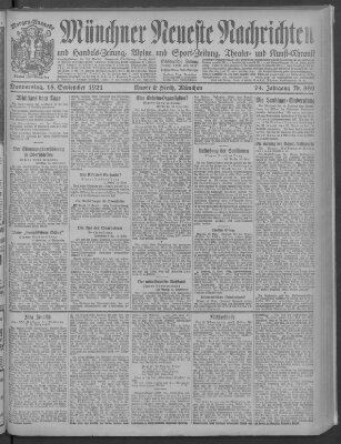 Münchner neueste Nachrichten Donnerstag 15. September 1921