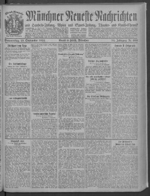 Münchner neueste Nachrichten Donnerstag 15. September 1921