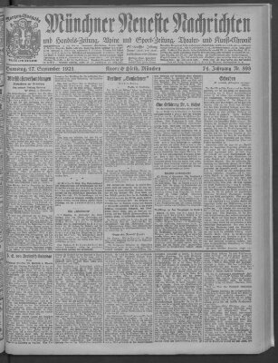 Münchner neueste Nachrichten Samstag 17. September 1921