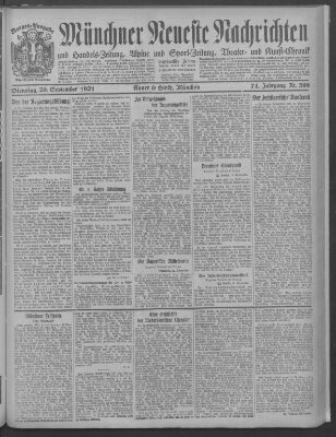 Münchner neueste Nachrichten Dienstag 20. September 1921