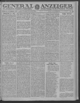 Münchner neueste Nachrichten Mittwoch 21. September 1921