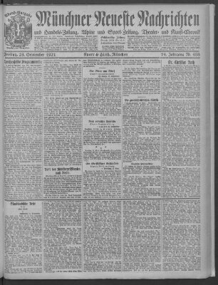 Münchner neueste Nachrichten Freitag 23. September 1921