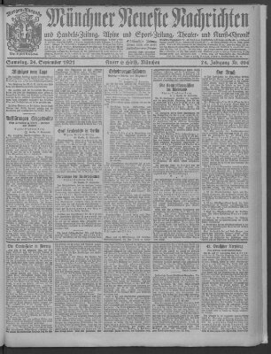 Münchner neueste Nachrichten Samstag 24. September 1921