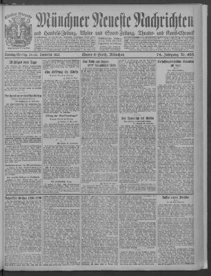 Münchner neueste Nachrichten Sonntag 25. September 1921