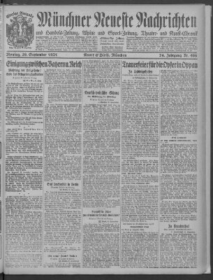 Münchner neueste Nachrichten Montag 26. September 1921