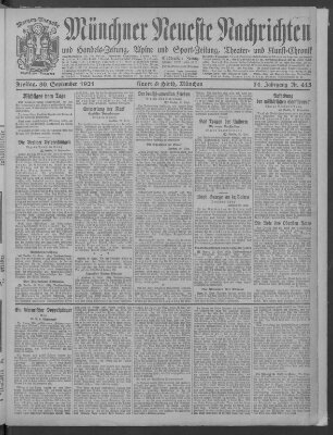 Münchner neueste Nachrichten Freitag 30. September 1921