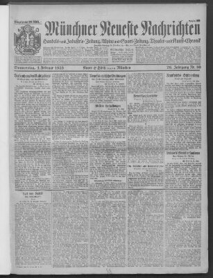 Münchner neueste Nachrichten Donnerstag 1. Februar 1923