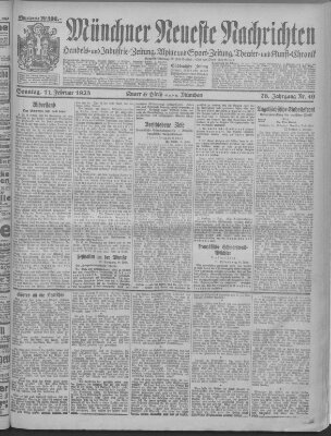 Münchner neueste Nachrichten Sonntag 11. Februar 1923