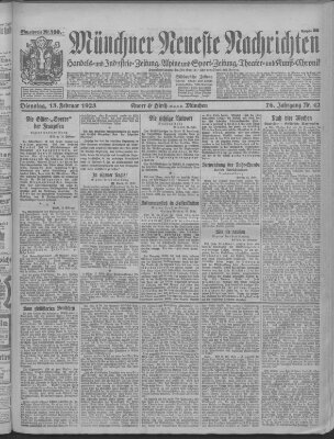 Münchner neueste Nachrichten Dienstag 13. Februar 1923