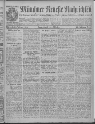 Münchner neueste Nachrichten Mittwoch 28. Februar 1923