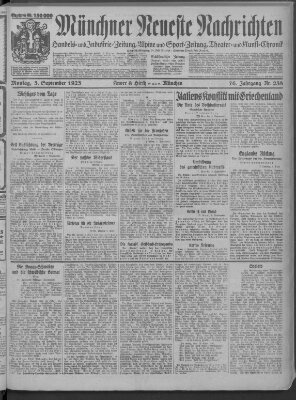 Münchner neueste Nachrichten Montag 3. September 1923