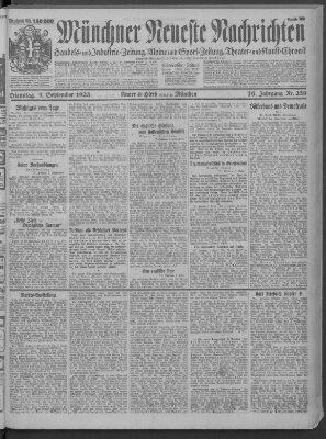 Münchner neueste Nachrichten Dienstag 4. September 1923