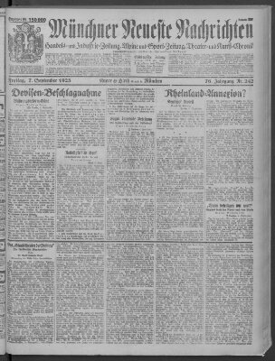 Münchner neueste Nachrichten Freitag 7. September 1923