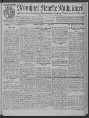 Münchner neueste Nachrichten Dienstag 11. September 1923