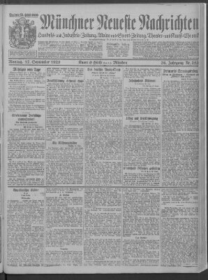 Münchner neueste Nachrichten Montag 17. September 1923