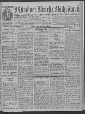 Münchner neueste Nachrichten Mittwoch 19. September 1923