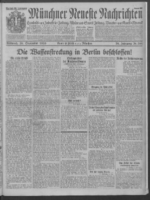 Münchner neueste Nachrichten Mittwoch 26. September 1923