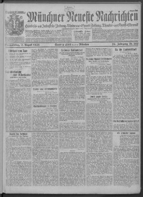 Münchner neueste Nachrichten Donnerstag 2. August 1923