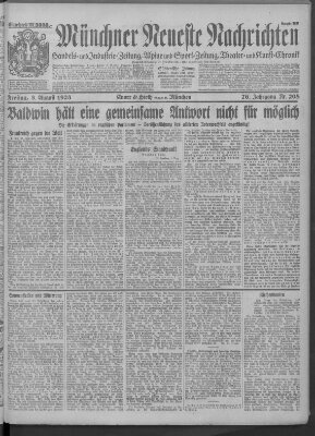 Münchner neueste Nachrichten Freitag 3. August 1923