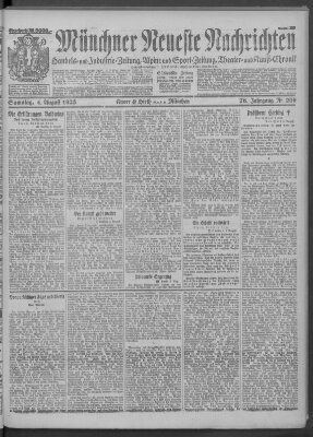 Münchner neueste Nachrichten Samstag 4. August 1923