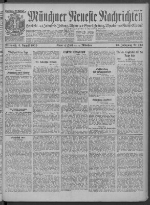 Münchner neueste Nachrichten Mittwoch 8. August 1923