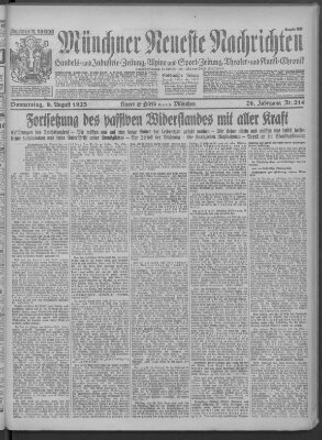 Münchner neueste Nachrichten Donnerstag 9. August 1923