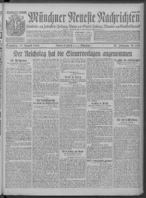 Münchner neueste Nachrichten Samstag 11. August 1923