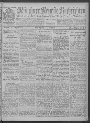 Münchner neueste Nachrichten Sonntag 12. August 1923