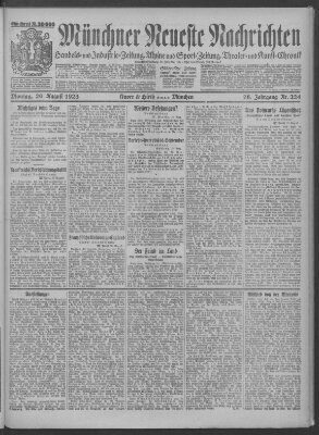 Münchner neueste Nachrichten Montag 20. August 1923